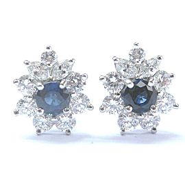 Tiffany & Co Blue Sapphire & Diamond Earrings Platinum 950 VICTORIA Collection