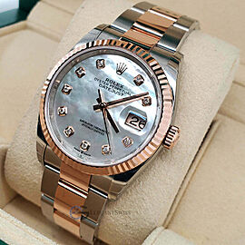 Rolex Datejust 36mm White MOP Dial Two-Tone Rose Gold/Steel Watch