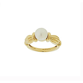 Tiffany &amp; Co 7 mm Pearl Ring In 18K Yellow Gold Size 6