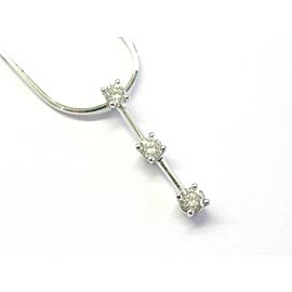 Round Diamond Three Stone Pendant Necklace .45Ct 16"