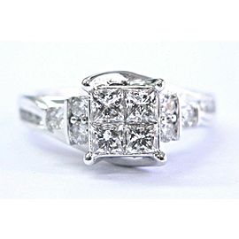 Fine Princess & Round Cut Diamond Invisible Setting White Gold Ring 1.00Ct 14KT