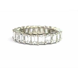 NATURAL Emerald Diamond Shared Prong Eternity Band Ring White Gold 5.25CT Sz6