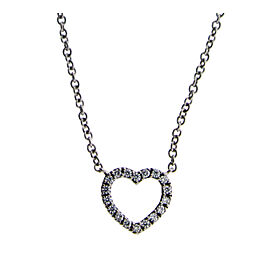 TIFFANY & CO 18k White Gold Mini Diamond Heart Necklace