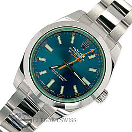 Rolex Milgauss 40MM 116400GV Green Crystal Blue Stick Dial Watch