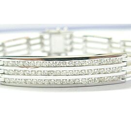 Men's ID Diamond Bracelet 14KT White Gold 60-Stones 2.26Ct G-VS 8"