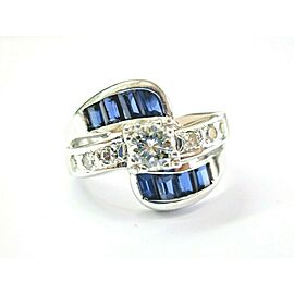 Ceylon Sapphire & Diamond Ring 14Kt White Gold