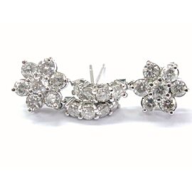 Fine Round Brilliant Diamond Flower Cluster White Gold Earrings