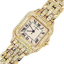 Cartier Panthere XL Yellow Gold Watch W25014B9 Custom Natural Diamonds