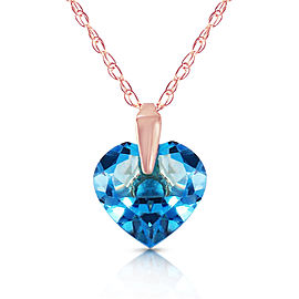 1.15 CTW 14K Solid Rose Gold Lonely Heart Blue Topaz Necklace