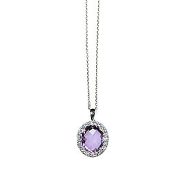 Sterling Silver White Topaz, Amethyst Necklace
