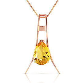 14K Solid Rose Gold Necklace with Natural Citrine