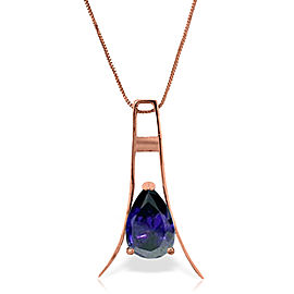 14K Solid Rose Gold Necklace with Natural Sapphire
