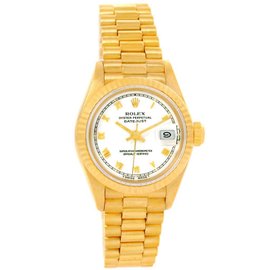 Rolex President Datejust 69178 Yellow Gold White Roman Dial 26mm Womens Watch