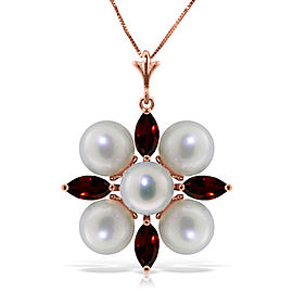 6.3 CTW 14K Solid Rose Gold Snowflake pearl Emerald Necklace