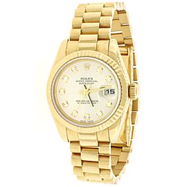 Rolex President Datejust Factory Diamond Dial Yellow Gold 26mm Watch 179178