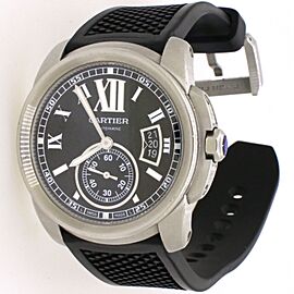 Cartier Calibre de Cartier 42mm Stainless Steel Watch w/Rubber Strap