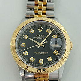 Mens Rolex Oyster Datejust 16263 36mm 18k SS Automatic Diamond Dial 1990s RJC130