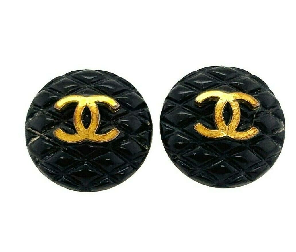 chanel earrings gold plated chain