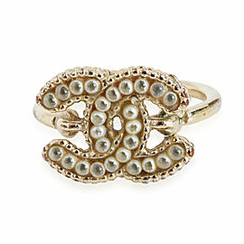 Chanel Faux Pearl CC Logo Ring