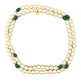 CHANEL - 1984 Vintage Green Gripoix Beads - Pearl - Gold tone / Strass Necklace