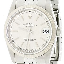 Rolex Datejust 31mm Silver Index Dial/White gold fluted bezel Steel watch