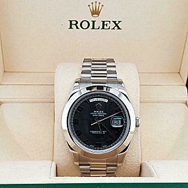 Rolex President Day-Date II 41mm Platinum Black Circles Arabic Dial Watch