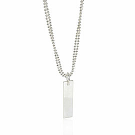 Gucci Tag Pendant on Double Bead Chain in Sterling Silver