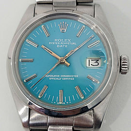 Mens Rolex Oyster Perpetual Date Ref 1500 35mm Automatic 1970s Vintage RA255