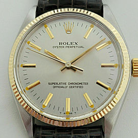 Mens Rolex Oyster Perpetual Ref 1005 14k Gold SS Automatic 1970s w Paper