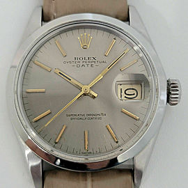 Mens Rolex Oyster Perpetual Date 1500 35mm Automatic 1970s w Rolex Pouch RA190T