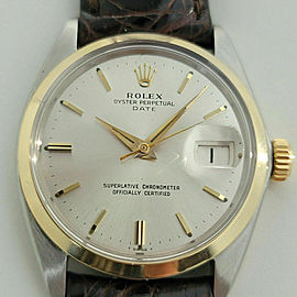 Mens Rolex Oyster Perpetual Date 1500 35mm 14K SS Automatic 1960s Vintage RA205
