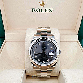 Rolex Datejust II 41mm White Gold Bezel/Dark Rhodium Diamond