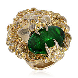 Gucci Green Crystal Lion Head Ring
