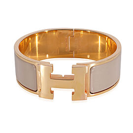 Hermes Clic Clac Marron Glacé Gold Tone Bracelet