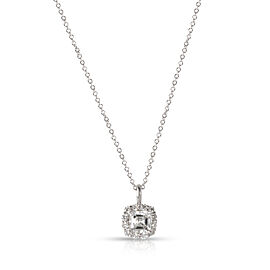 Asscher cut Halo Diamond Necklace GIA Certified E color VVS2 clarity