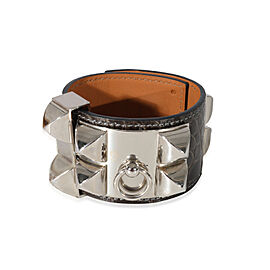 Hermes Collier De Chien Bracelet in Chocolate Alligator Palladium Plated Hardwar
