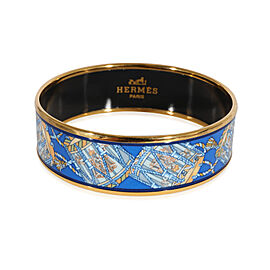 Hermès Plated Cobalt Blue Les Tambours Enamel Bracelet