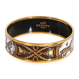 Hermes Plated Brown Enamel Grand Apparat Wide Bracelet