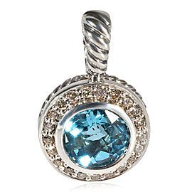 David Yurman Cerise Blue Topaz Diamond Pendant in Sterling Silver
