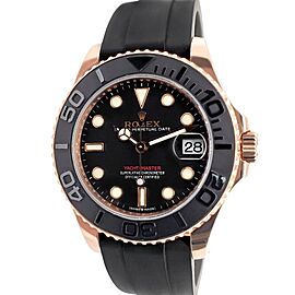 Rolex Yacht-Master Black Dial Oysterflex Strap Rose Gold Watch