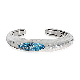 Roberto Coin Blue Topaz Hammered Cuff Bracelet in Sterling Silver