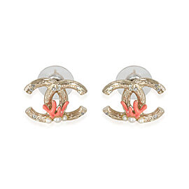 Chanel CC Stud Earrings With Strass & Faux Pearls