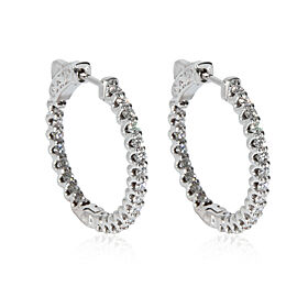 Diamond In and Out Hoop Earrings in 14K White Gold