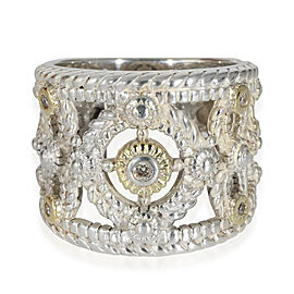 Judith Ripka Cigar Band Ring in 18k Yellow Gold/Sterling Silver