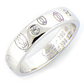 Cartier 18K White Gold Happy Birthday C2 Logo 5 Diamond US 4.75 Ring B0021