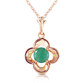14K Solid Rose Gold Necklace with Natural Emerald