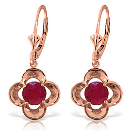 1.1 CTW 14K Solid Rose Gold Ruby Bloom Earrings