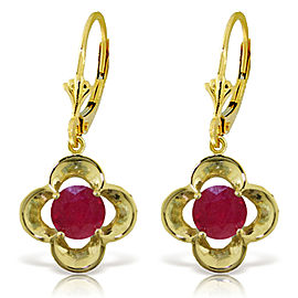 1.1 CTW 14K Solid Gold Exotic Flower Ruby Earrings