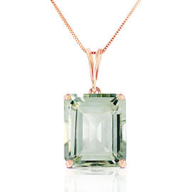 14K Solid Rose Gold Necklace with Octagon Green Amethyst