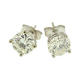 14K White Gold Round Natural 1.52 ct Diamond Stud Earrings